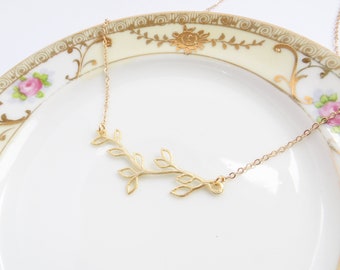 Gold Branch Necklace, Delicate Layering Necklace, Simple Nature Inspired Necklace, Everyday Jewelry