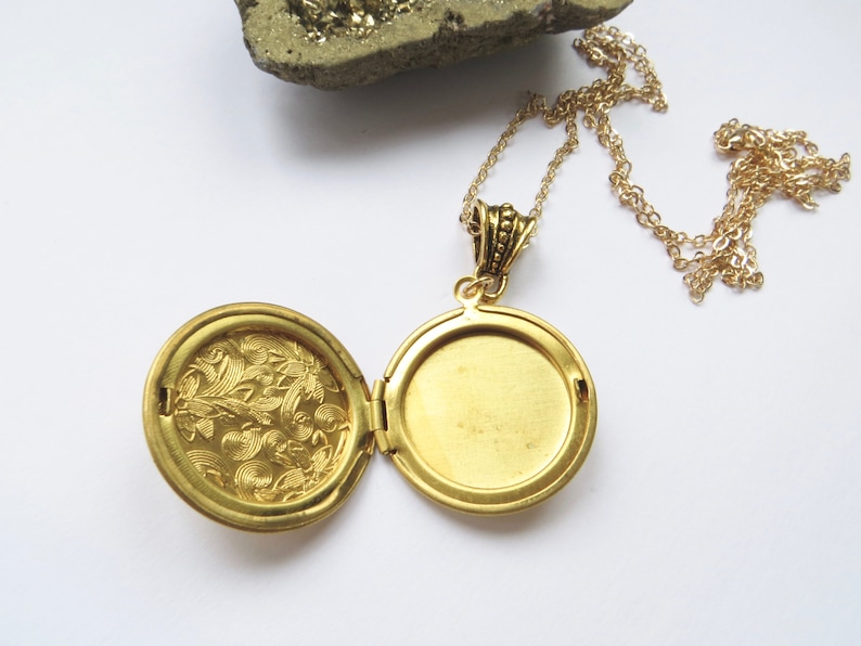 Round Gold Locket With Floral Design Antique Locket Designer | Etsy