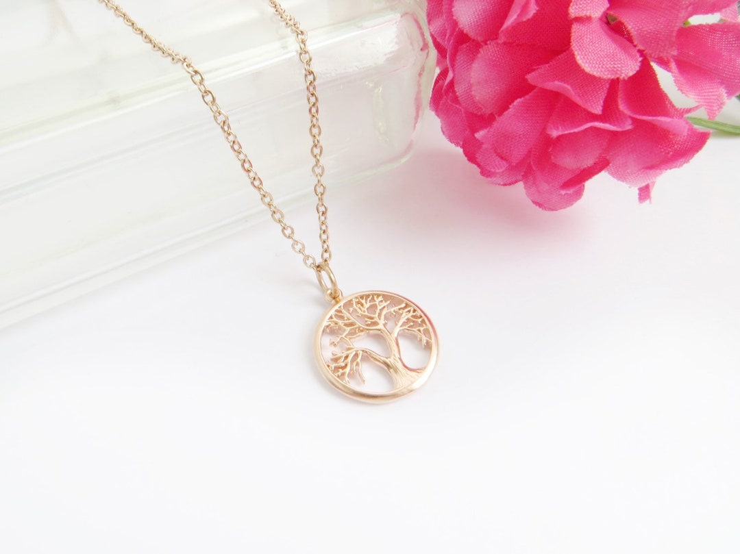 Rose Gold Tree Necklace, Tree Pendant, 18k Rose Gold Plated, Everyday