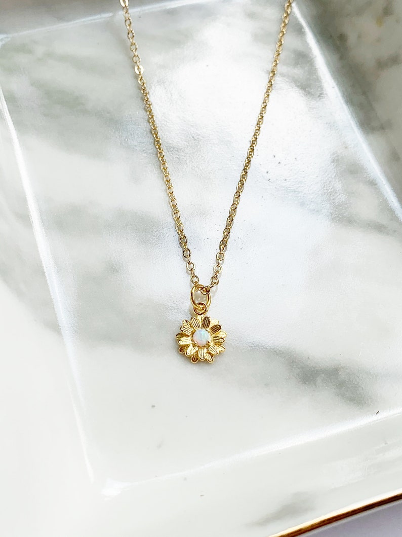 Sunflower Opal Necklace in 14kt Gold Plate Delicate Layering Etsy Canada