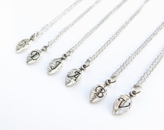 Jewelry leaf initial necklace Silver Jewelry leaf jewelry CN45 leaf necklace