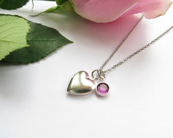 Collana con medaglione a cuore portafortuna, piccolo medaglione a cuore d'argento, piccolo ciondolo con medaglione, collana a cuore, acciaio inossidabile, collana a cuore delicata