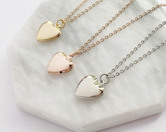 Collana con ciondolo a cuore, piccolo ciondolo a cuore, piccolo ciondolo a cuore, collana a cuore, acciaio inossidabile, delicata collana a cuore, oro rosa, argento