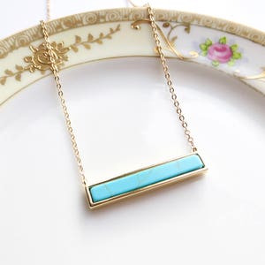 Turquoise Bar Necklace, Delicate Turquoise Necklace, Horizontal Bar Necklace, Layering Necklace