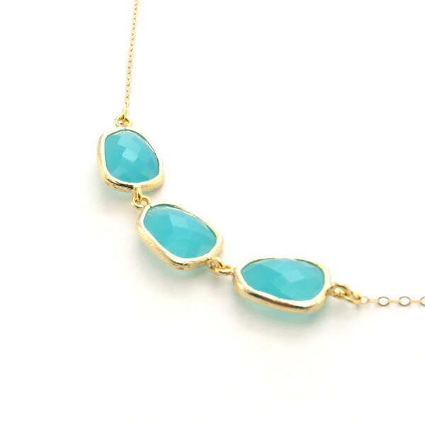 Mint Blue Necklace Etsy