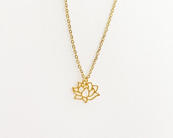 Gold Lotus Necklace, Dainty Jewelry, Layering Necklace, Lightweight Necklace