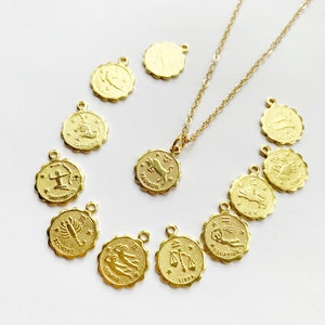 Delicate Zodiac Necklace In Gold, Gold Zodiac Pendant, Personalized Gift