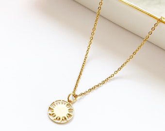 Gold Sun Necklace, You Are My Sunshine Pendant, Gift for Her
