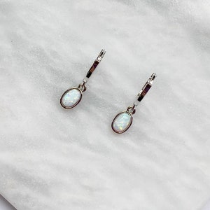 Opal Hoop Earrings In Silver, Silver Earrings with Hypo Allergenic Hooks, Bridesmaids Gift, October Birthstone