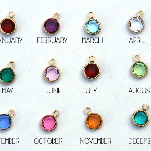 Add a birthstone, Swarovski channel birthstone charms in gold or silver plated - With store purchase only