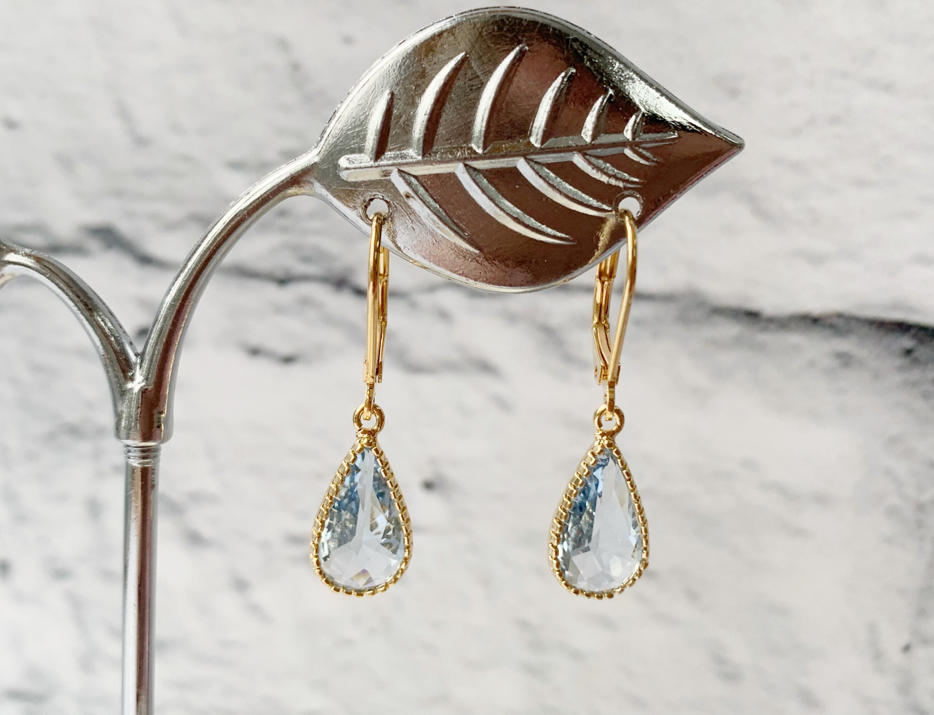 Boucles D'oreilles Pendantes En Aigue-marine Et Diamants - Argent 925 Plaqué Or Blanc - 4 Carats