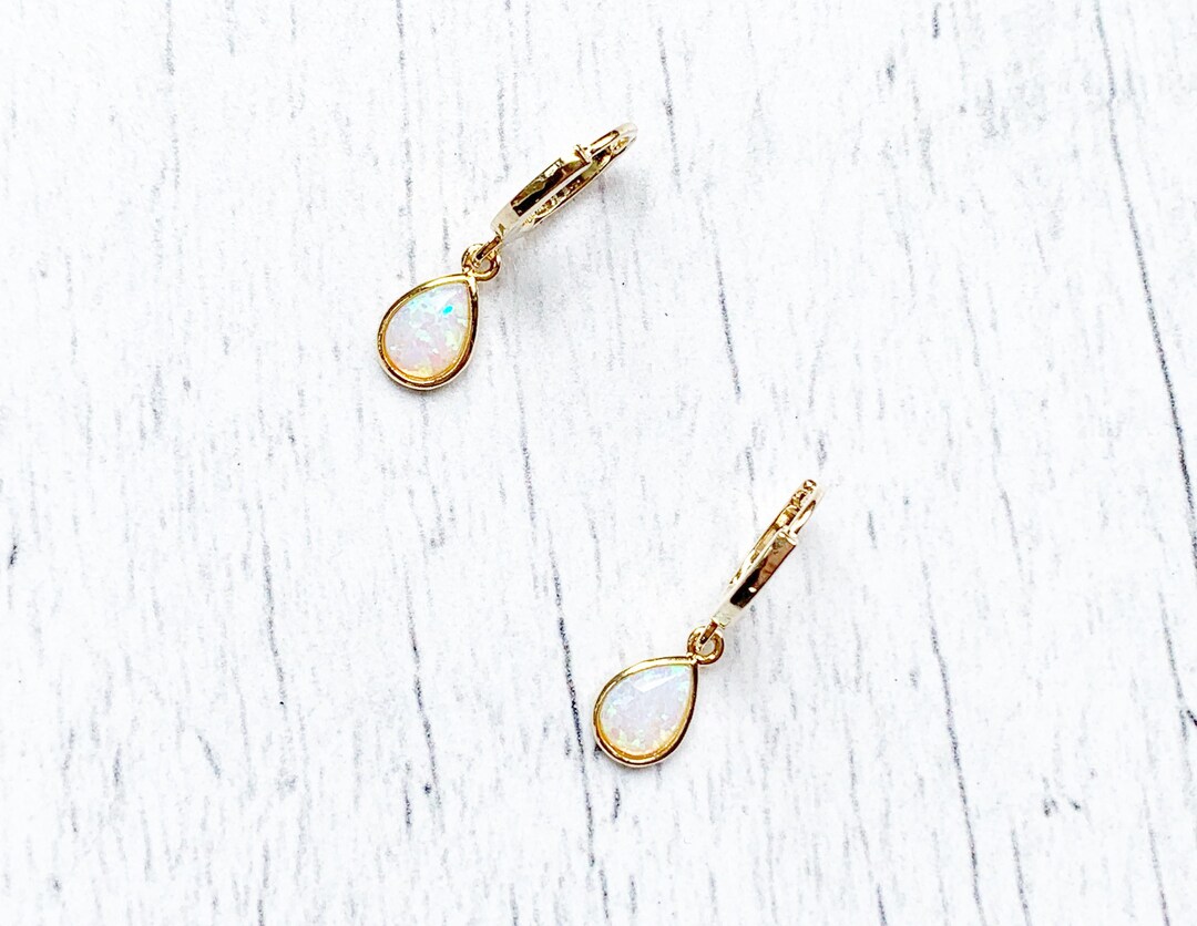 Opal Hoop Earrings in Gold, Gold Earrings With Hypo Allergenic Hooks