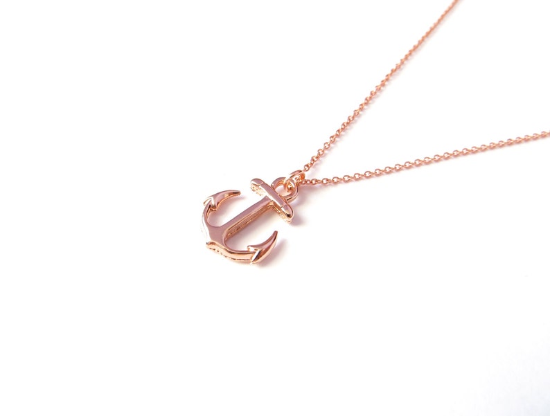 Rose Gold Anchor Necklace 14kt Rose Gold Filled Nautical Etsy