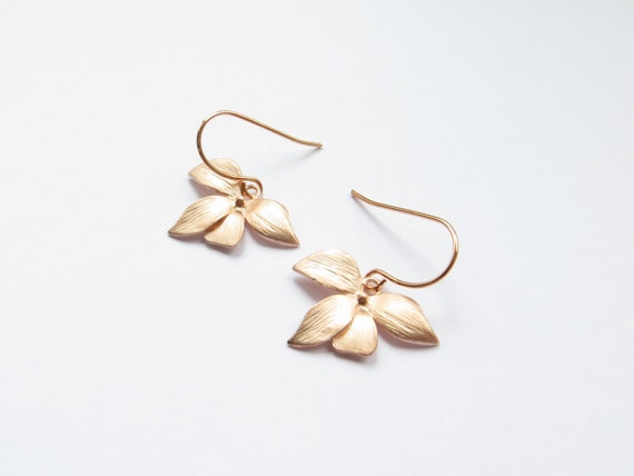 Gold orchid earrings sale
