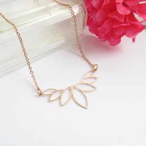 Rose Gold Lotus Necklace, Everyday Necklace, Stacking Necklace, Yoga Jewelry, Flower Pendant