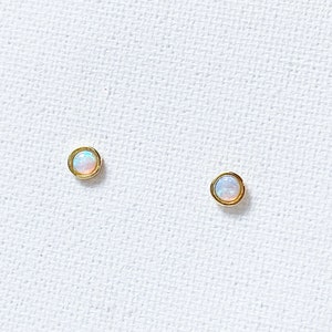 Opal Stud Earrings In Gold, 5mm Stud Earrings, October Birthstone, Opal Earrings