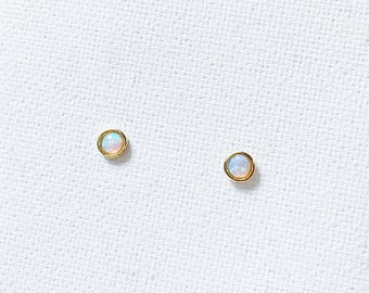 Opal Stud Earrings In Gold, 5mm Stud Earrings, October Birthstone, Opal Earrings