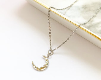 EL MOON by mananails ♡ Jewelry silver 925 Sterling Silver Crescent Moon Necklace Diamond Moon