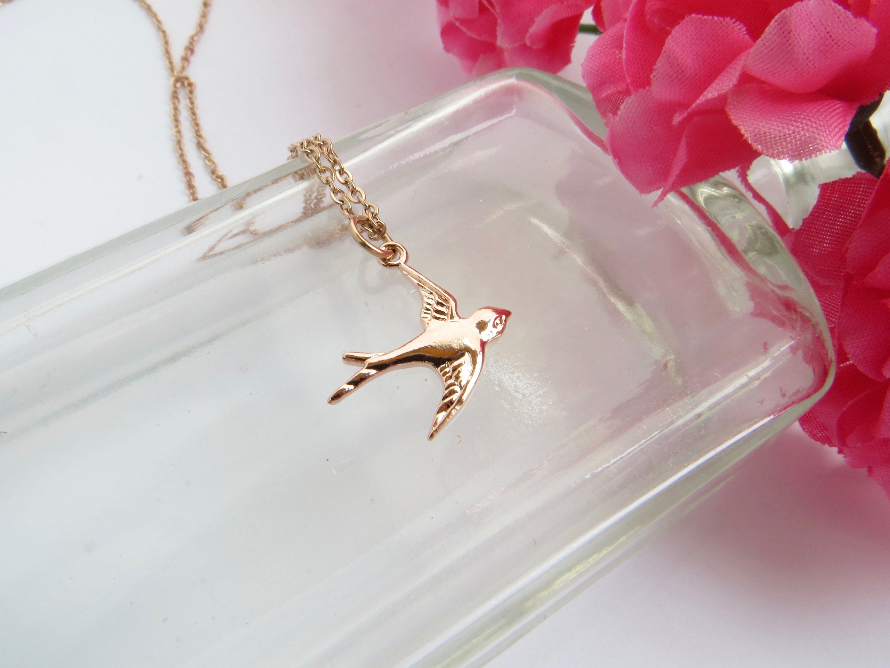 Rose gold bird necklace Clearance