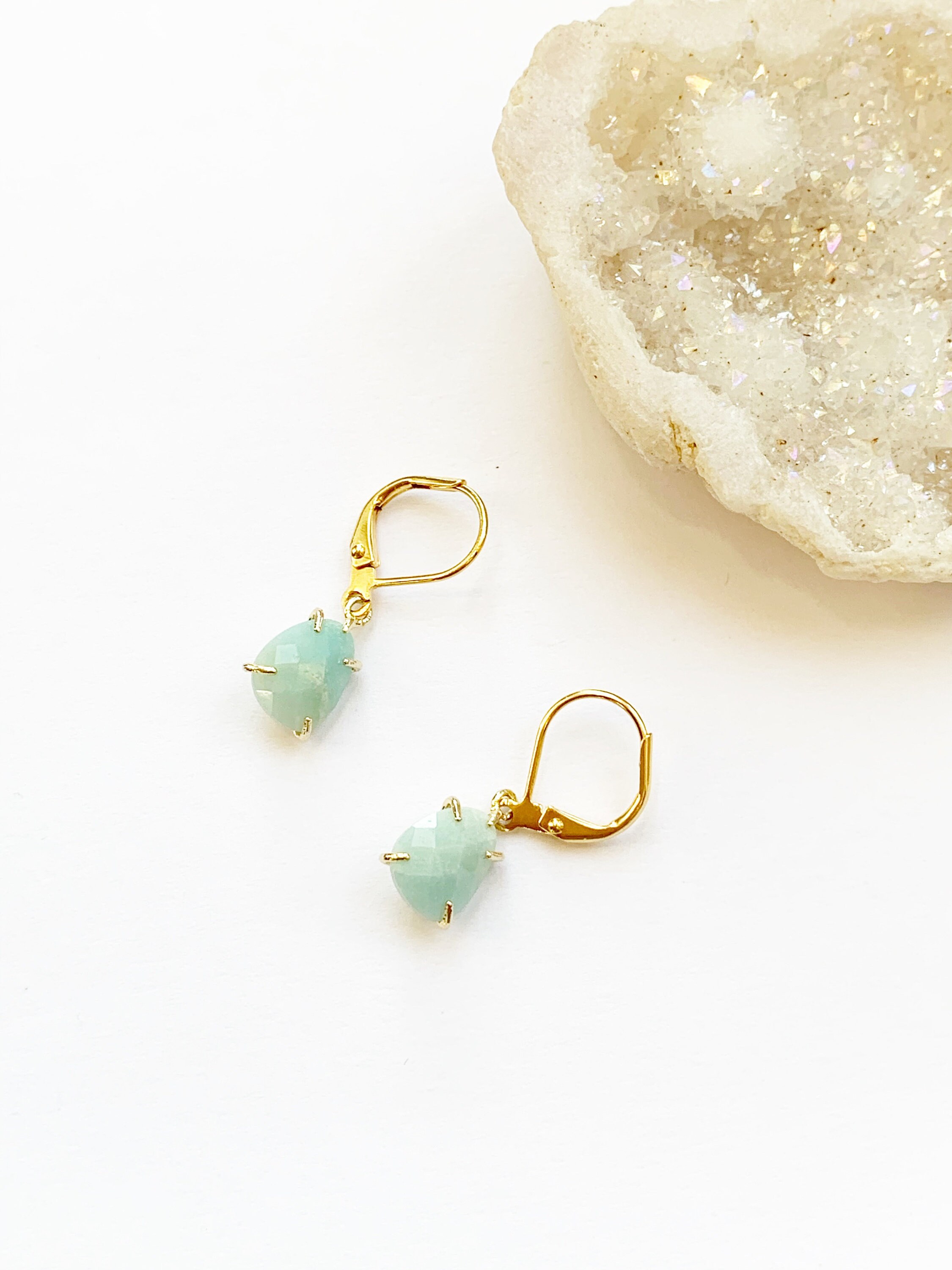 Jade Gold Earrings Mint Blue and Gold Gemstone Earrings - Etsy Canada