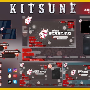 Animated Japanese Twitch Overlay Package | Hand-Drawn Streaming Design for Twitch, starting screen & panels snacks| Vtuber , Anime Aesthetic