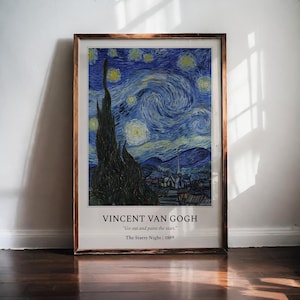Vincent van Gogh Starry Night | Impressionist Art | Famous Painting | Digital Wall Art