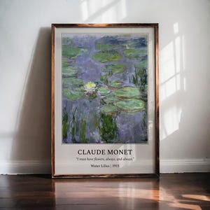 Claude Monet Water Lilies - Impressionist Floral Poster - Vintage Botanical Print - Pastel Digital Wall Art