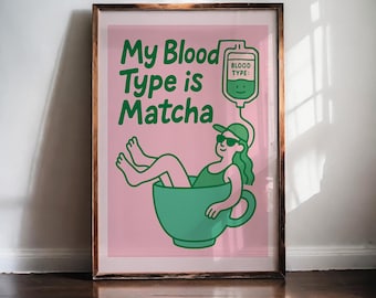 Impression numérique matcha – art mural de cuisine – affiche de thé vert – décoration de bar à café
