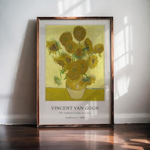 Sunflowers by Van Gogh, Famous Flower Painting, Floral Art, Impressionist Digital Wall Art