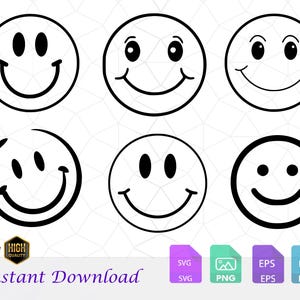 Smiley Face Digital Download, Smiley Face Svg, Smiley svg, Happy Face svg, Emoji svg, Smiley Png, Smiley Face, Cricut,Silhouette, cut files