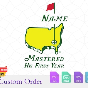 Symbole de maîtres personnalisé noir Svg, personnalisé, maîtres, faire-part d'anniversaire de première année maîtrisé, premier anniversaire, golf, trou d'un coup, anniversaire d'enfant