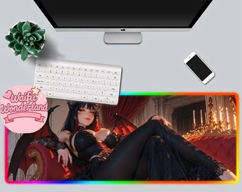 Gaming Mouse Pad: Gothic Demon Girl Art - XL RGB Desk Mat