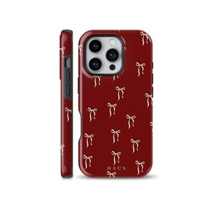 Noeuds en velours - Étui pour portable à motif ruban bordeaux