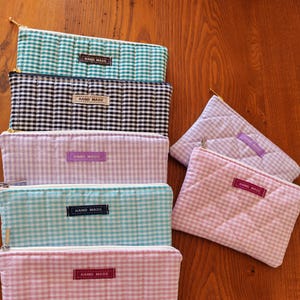Bustina pochette cosmetica trapuntata | piccola custodia cotone | borsa cosmetica da toilette trapuntata | borsa trucchi | cotone quadretti