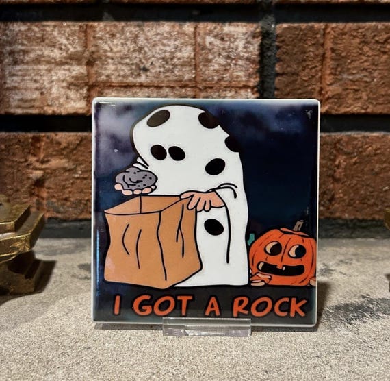 Peanuts Halloween Ceramic Shelf Sitter/coaster: Handmade Snoopy