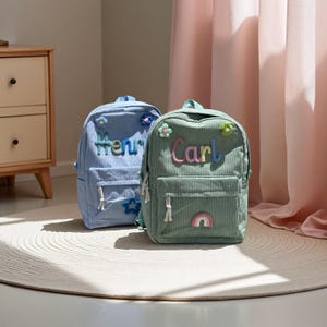 Custom Corduroy Kids Backpack, Personalized Backpack and Lunchbag, Back to School KitCustom Embroidered Name Backpack