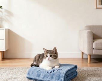 Personalized Dog or Cat Blanket with Custom Name, Great Pet Birthday Present