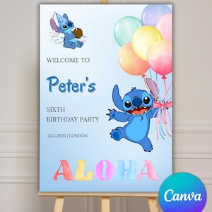 Stitch Birthday-welkomstbord: Lilo & Stitch-feestdecor (digitale download)