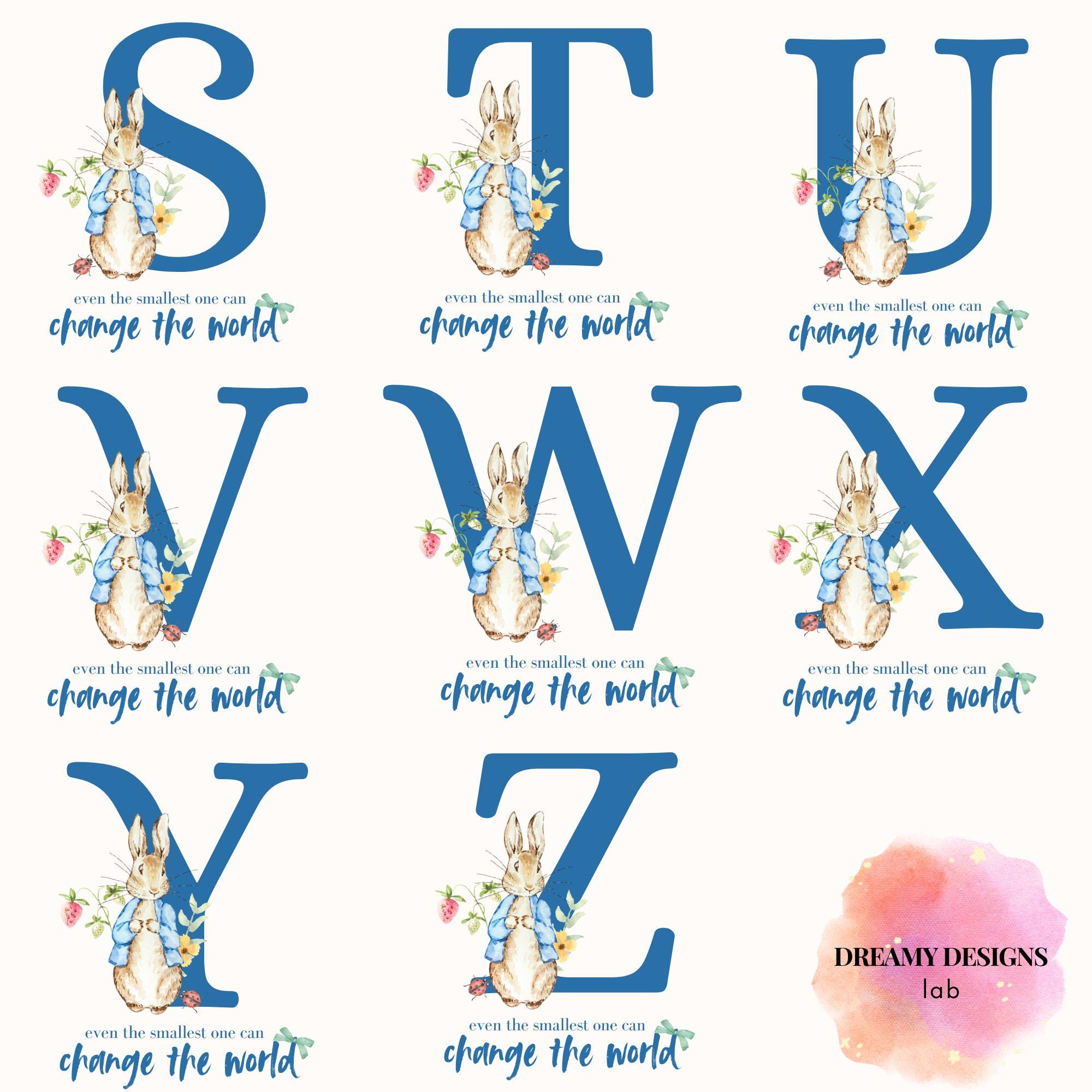 Letter For Rabbit Peter Rabbit Alphabet PNG Bundle: High-res 794 DPI Monogram Letters - Etsy