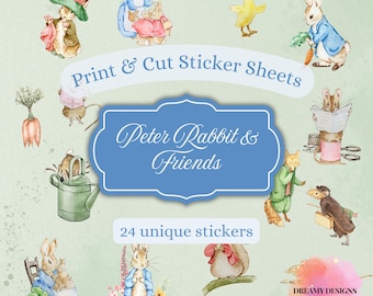 Peter Rabbit Stickers | Beatrix Potter Scrapbook Embellishments (Digital Download)
