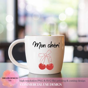 Mon chéri und Ma chérie Design|Valentinstag PNG & SVG-Datei|Kirschen Rote Schleife|Druck, Schneidedatei|Valentinstag Sublimation|Trend Design| Drucke