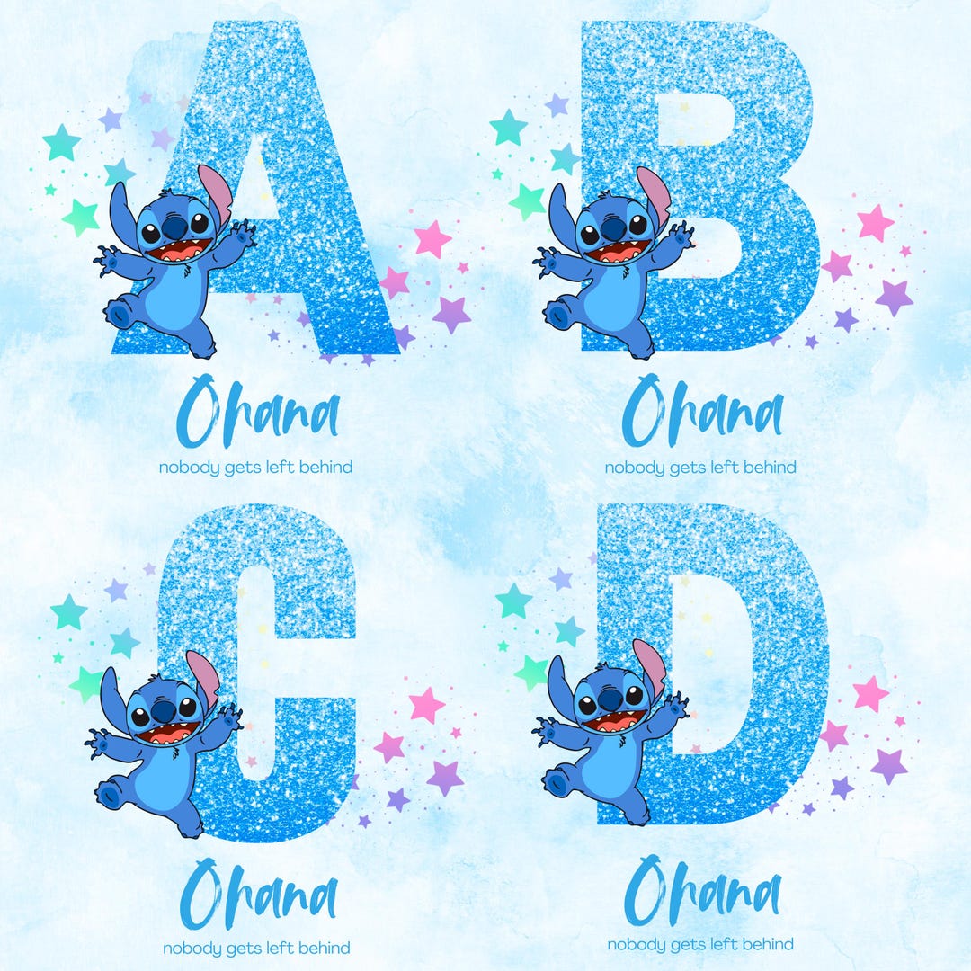 Stitch Glitter Alphabet PNG Bundle: High-resolution Letters (digital ...