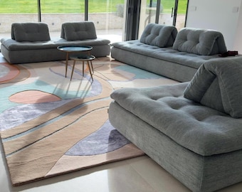 Hand Tufted Wool Area Rug, Modern Abstract Design
