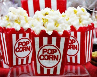 Handpainted Popcorn Candle, Unique Food Candle Gift