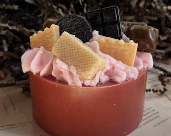 BIRTHDAY CAKE Candle/ Chocolate Strawberry Cake Candle / Unique Candle Gift / Food Candle / Birthday Gift / Fruit Candle