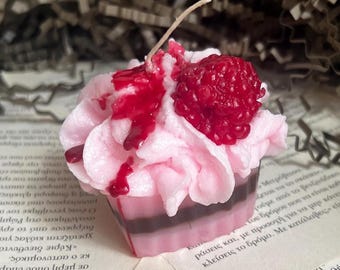 Vela de postre con forma de cupcake y bayas, regalo de vela de comida