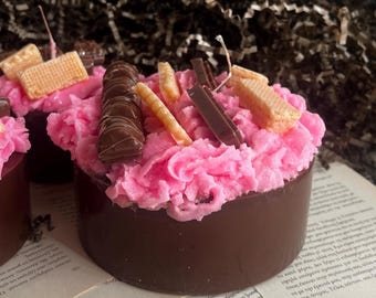 BIRTHDAY CAKE Candle/ Chocolate Strawberry Cake Candle / Unique Candle Gift / Food Candle / Birthday Gift / Fruit Candle