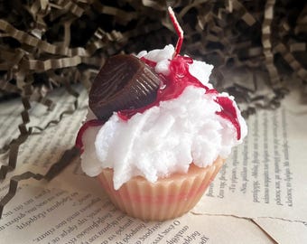 Vela de postre con forma de cupcake y frutos rojos – Regalo de vela con sabor a comida