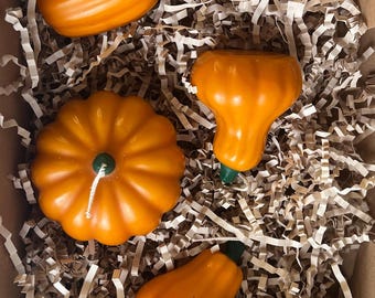 Pumpkin Candle Set, Fall Thanksgiving Decor (Set of Four)