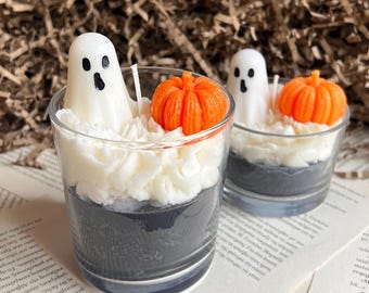 Ghost Pumpkin Candle | Halloween Candle | Spooky Fall Decor | Handmade Soy Wax Candle | Cute Halloween Gift | Autumn Candle